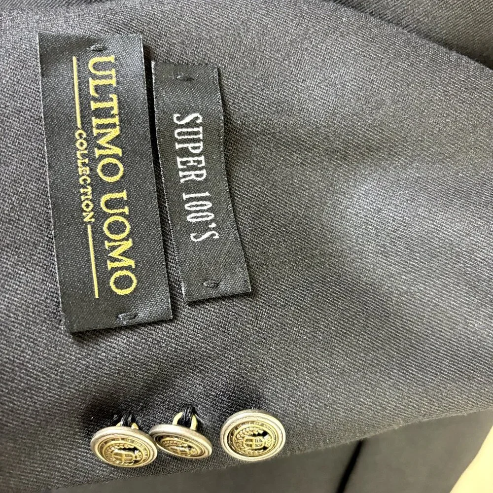 Super 100's Wool Suit Jacket Canada Ultimo Uomo NWOT Size 38R Men's Black Blazer